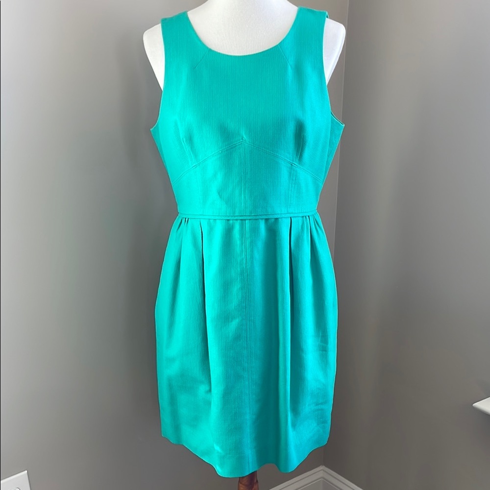 J. Crew Turquoise Sleeveless Fit-and-Flare Mini Dress